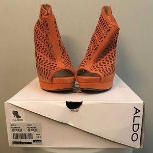 Aldo Fulginiti Orange Mesh Open Toe High Heels